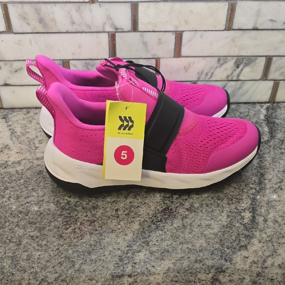 all in motion Kids Pink Slip-On Sneakers with Black Strap